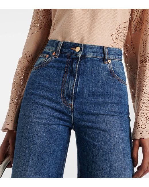 Valentino Blue High-rise Flared Jeans