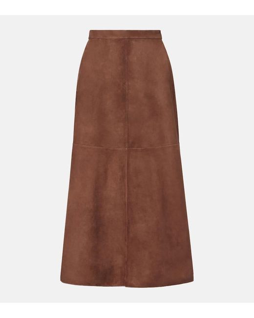 Max Mara Brown Suede Midi Skirt