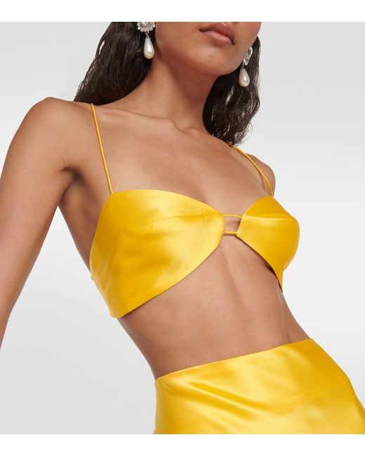 The Sei Yellow Silk Satin Bra Top