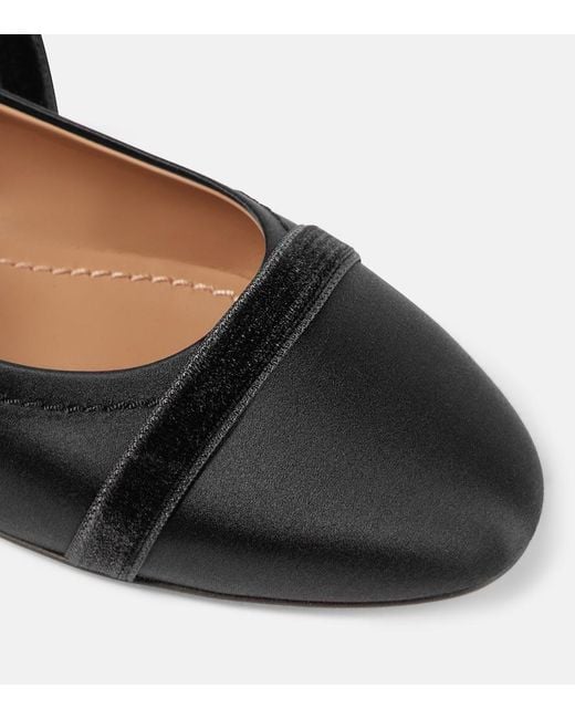 Malone Souliers Black Spencer Satin Ballet Flats