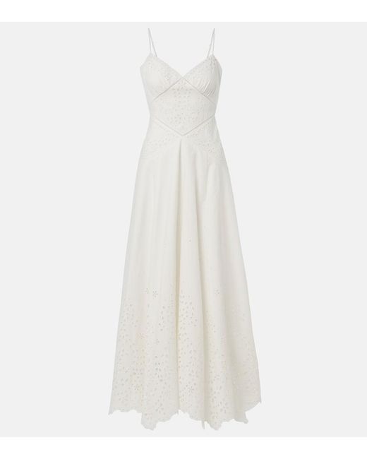Self-Portrait White Broderie Anglaise Cotton Maxi Dress