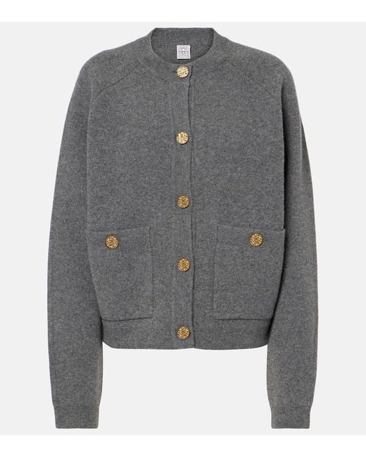 Cardigan En Laine Et Cachemire Melanges Totême  en coloris Gray
