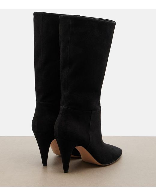 Gianvito Rossi Black Elise Suede Mid-Calf Boots