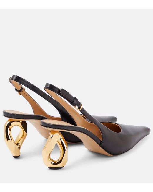 J.W. Anderson Blue Chain Heel Leather Slingback Pumps