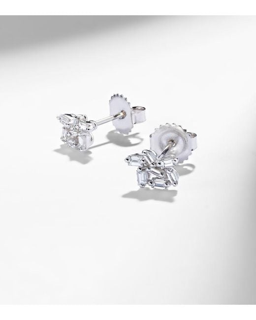 Suzanne Kalan White Classic 18Kt Stud Earrings With Diamonds