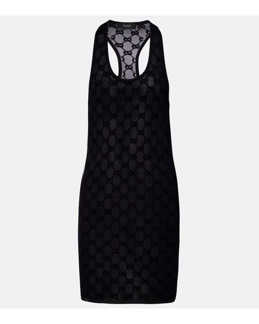 Gucci Black Gg Crepe Minidress