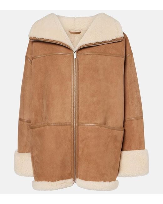 Totême  Brown Jacke Signature Aus Veloursleder Und Shearling