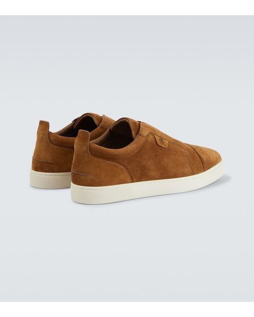 Christian Louboutin Brown St Louis Low-Top Leather Trainers for men