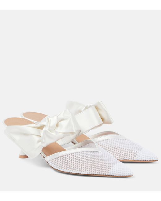 Malone Souliers White Marie 45 Bow-detail Mesh Mules