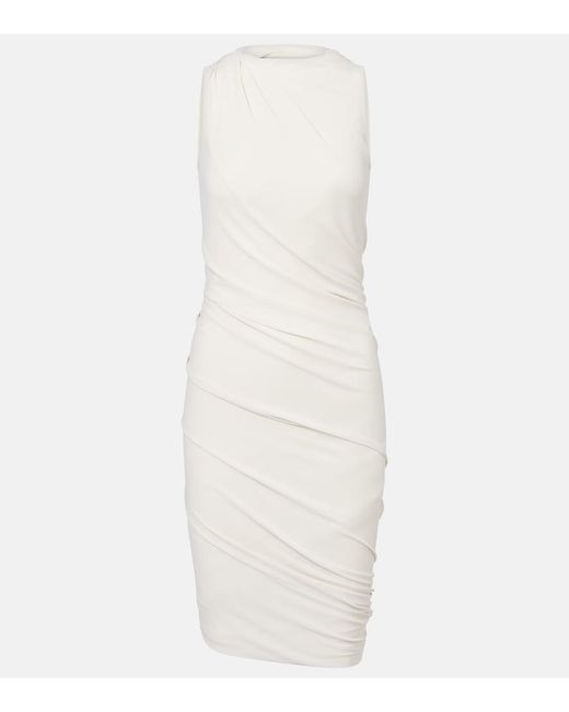 Rick Owens White Lilies Luna Gathered Midi Dress