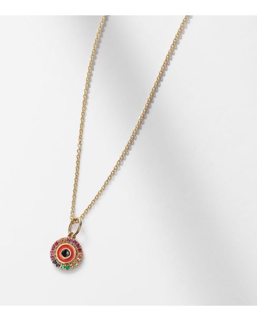 Sydney Evan White Evil Eye 14kt Gold And Diamond Necklace