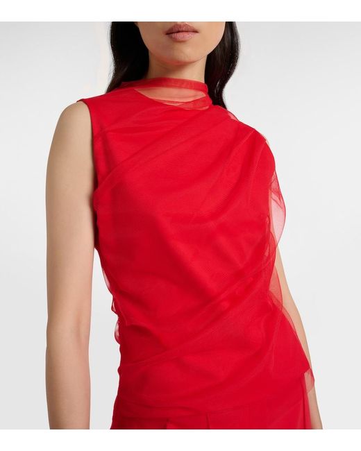 Dorothee Schumacher Red Draped Tulle Top