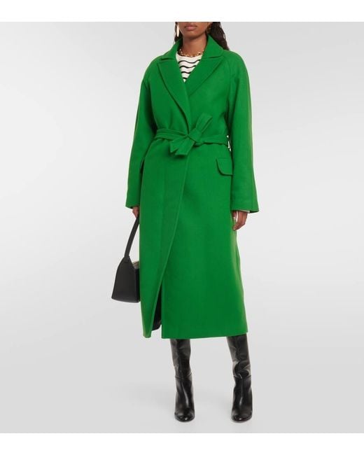 Green wool wrap coat outlet