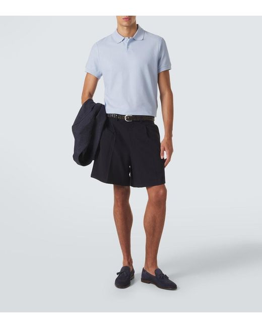 Dunhill Blue Cotton Polo Shirt for men