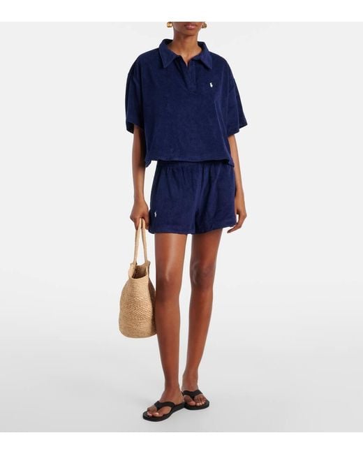 Polo Ralph Lauren Blue Set Of Cotton Polo Shirt And Bermuda Shorts