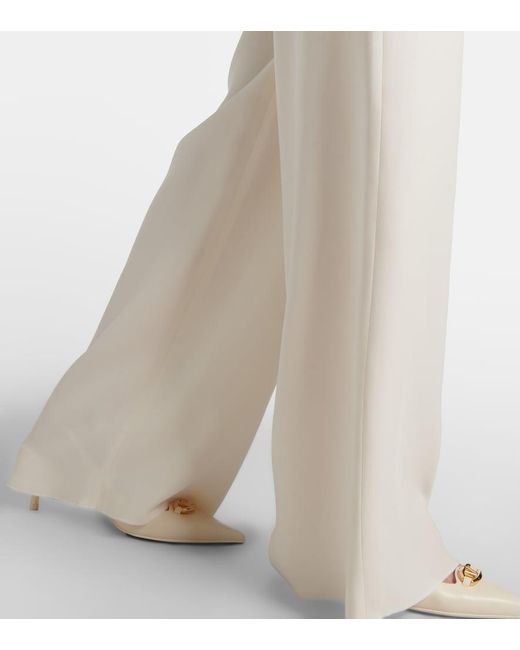 Valentino White Cady Couture High-Rise Wide-Leg Pants