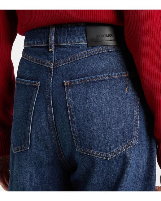 Sportmax Blue High-Rise Wide-Leg Jeans