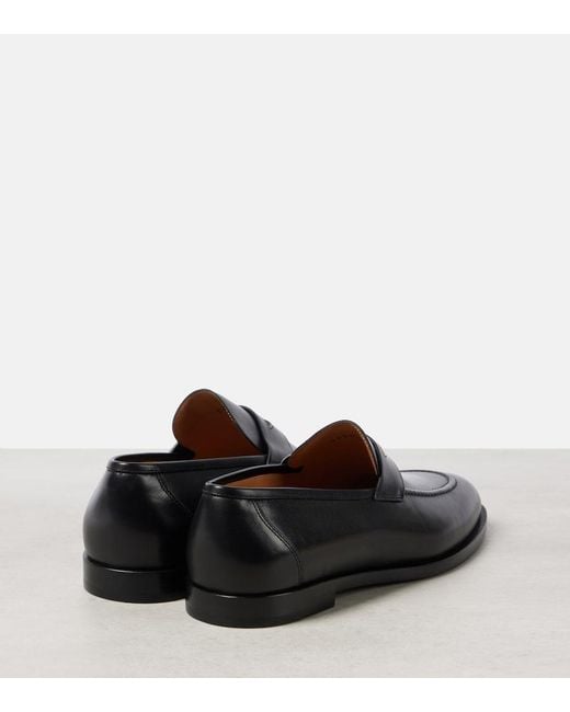 Loro Piana Black Sergio Leather Loafers