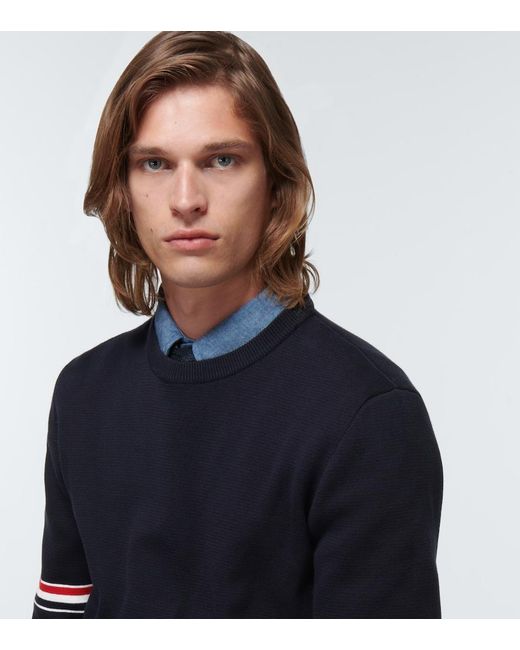Thom Browne Blue Cotton Sweater for men