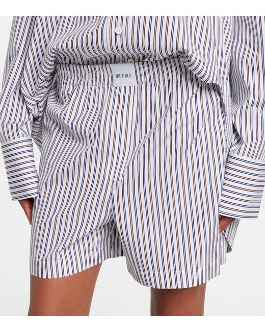 The Attico Purple Striped Cotton Shorts