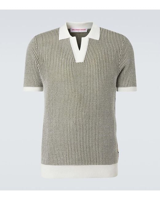 Orlebar Brown Gray Horton Crochet Cotton Polo Sweater for men