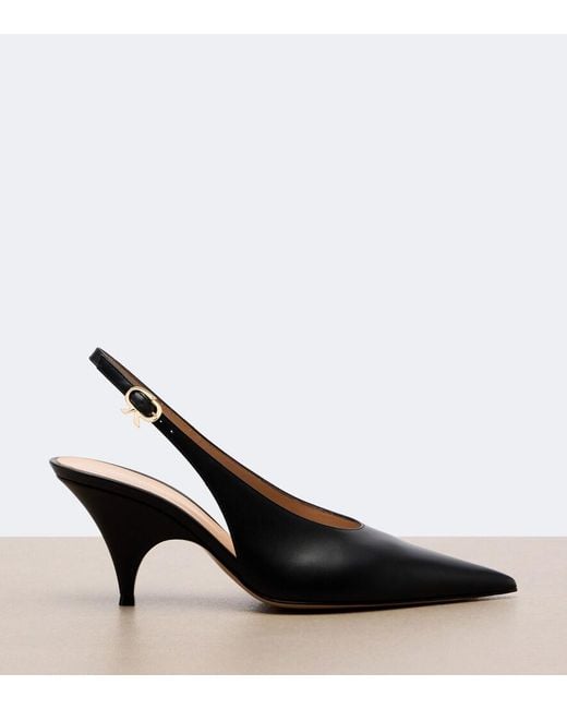 Gianvito Rossi Black Sofia Leather Slingback Pumps