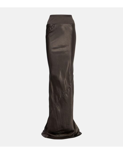 Rick Owens Brown Satin Maxi Skirt