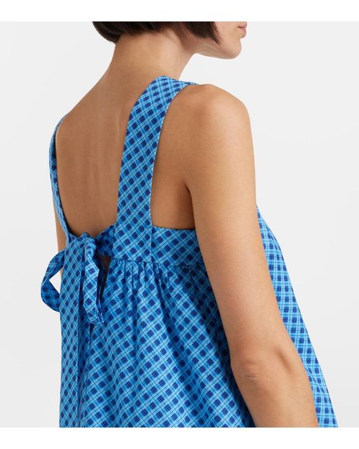 Montce Blue Betsie Plaid Cotton Minidress And Scarf Set