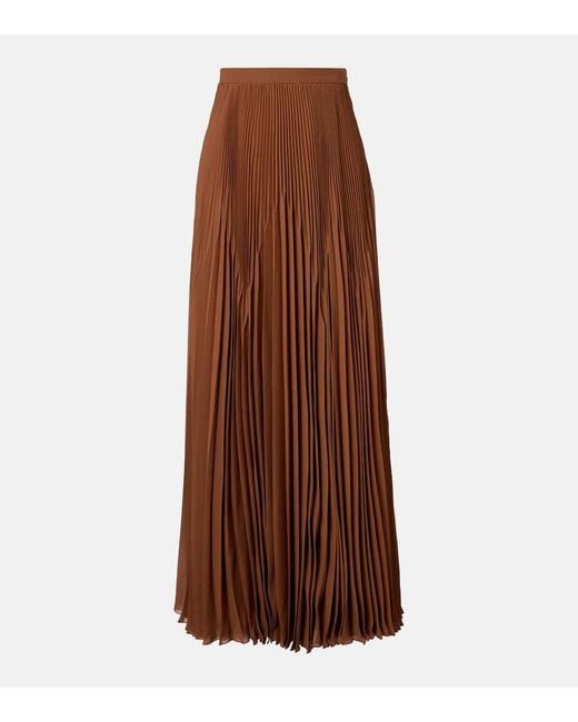 Ralph Lauren Brown Plisse Maxi Skirt