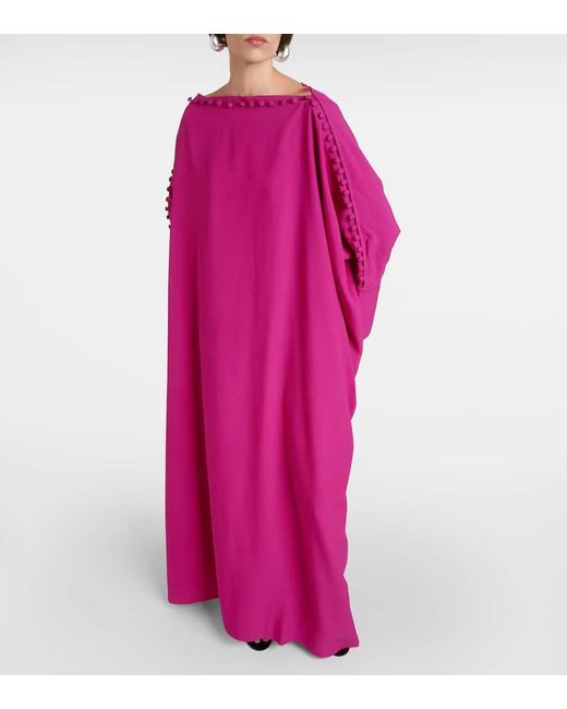 ‎Taller Marmo Pink Mila Off-shoulder Crepe Kaftan