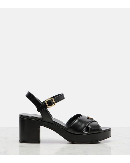 Prada Black Leather Platform Sandals