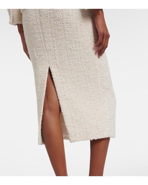 Self-Portrait Natural Boucle Tweed Midi Dress