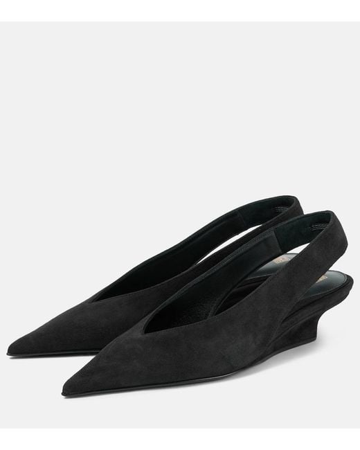 Totême Black Suede Wedges