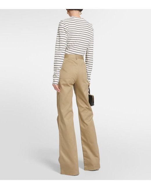Nili Lotan Natural Quentin High-Rise Cotton Flared Pants