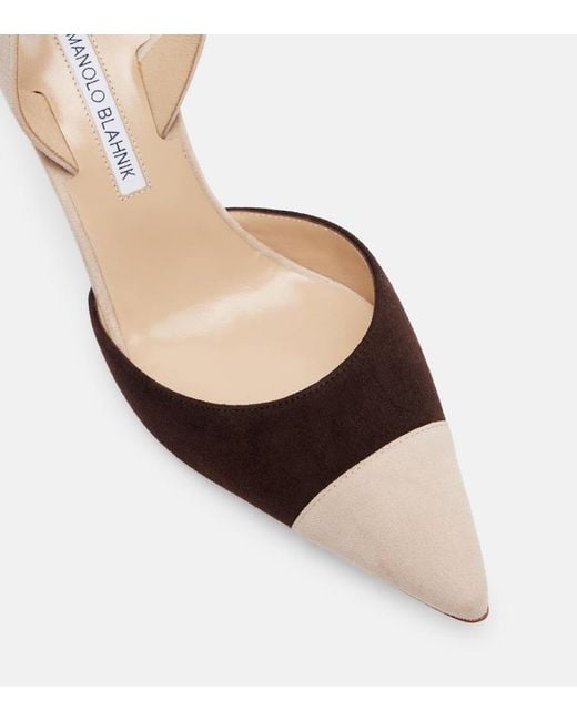 Manolo Blahnik Natural Capsli 70 Suede Slingback Pumps
