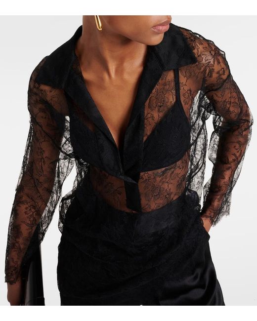 TOVE Gray Lucie Floral Lace Silk Top
