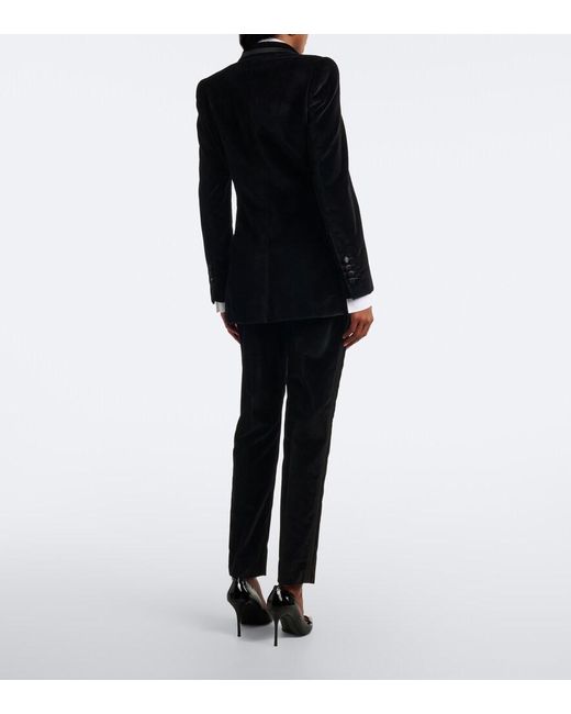 Dolce & Gabbana Black Cotton And Silk-Blend Velvet Slim Pants