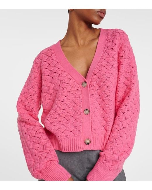 Cardigan cropped de lana y cachemir Jardin Des Orangers de color Pink