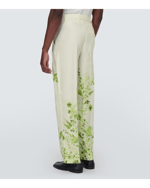 King & Tuckfield Yellow Floral Belted Straight Pants for men