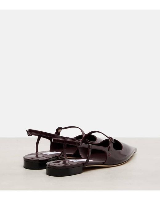 Jimmy Choo Brown Didi Patent Leather Slingback Flats