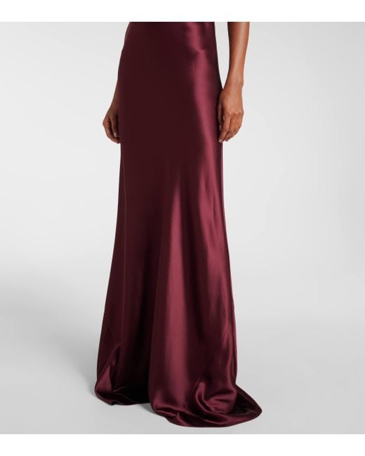 Galvan Purple Sienna Halterneck Satin Gown