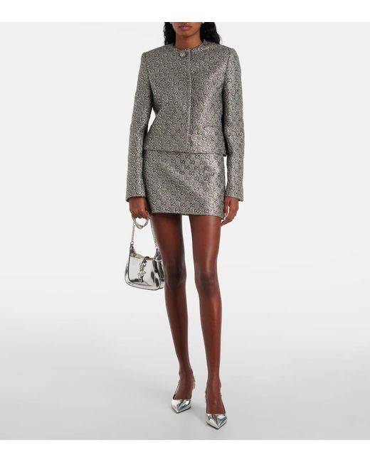 Blazer De Lame Con Gg Gucci de color Gray
