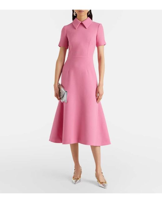 Robe Midi Eman En Crepe De Laine Emilia Wickstead en coloris Pink