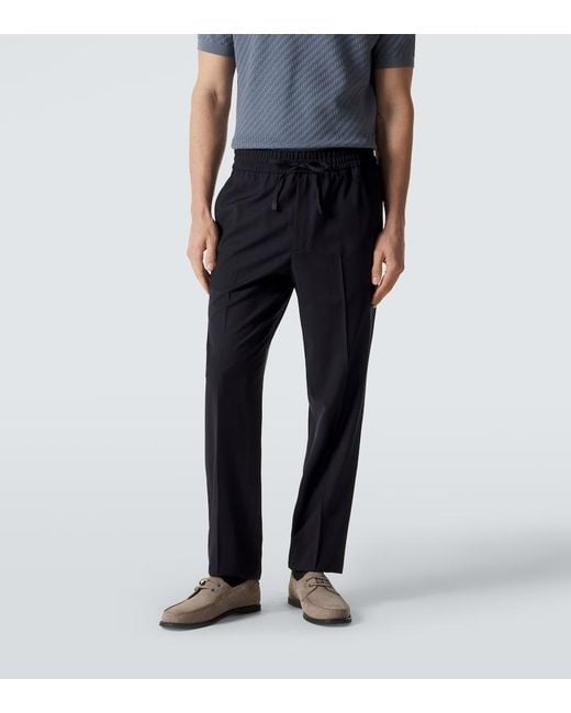 Brioni Blue Asolo Wool Straight Pants for men