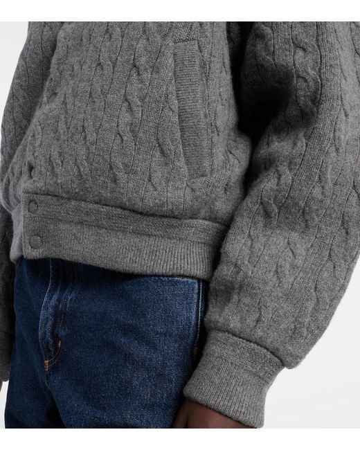 Polo Ralph Lauren Gray Cable-Knit Wool And Cashmere Bomber Jacket