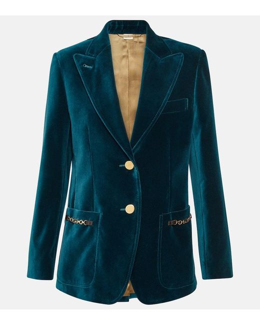 Blazer in velluto di Gucci in Blue