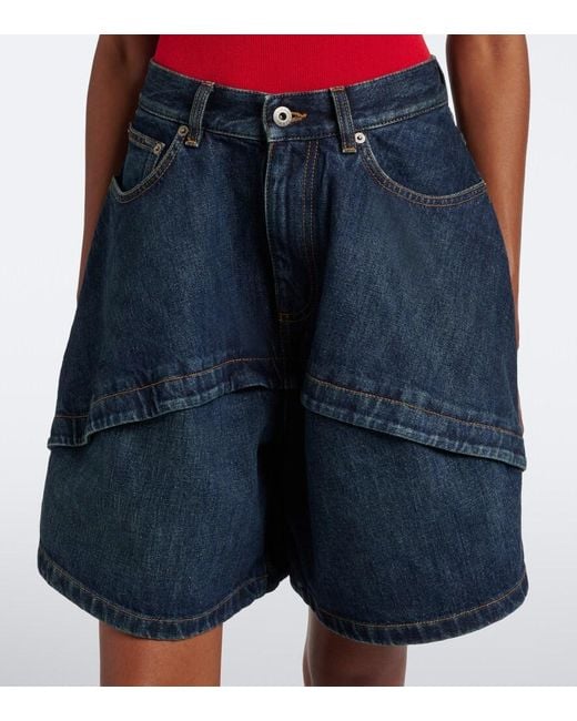 Bermudas De Denim Con Paneles Loewe de color Blue