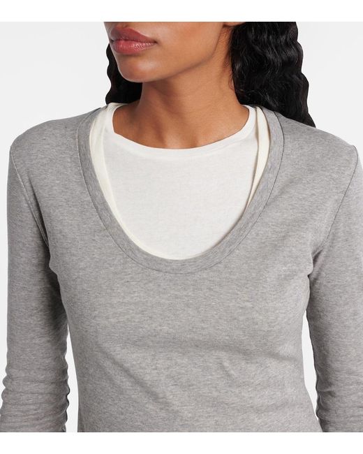Jil Sander Gray Layered Cotton Jersey Maxi Dress