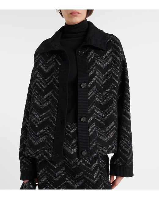 Missoni Black Zigzag-Woven Lurex-Detailed Cardigan