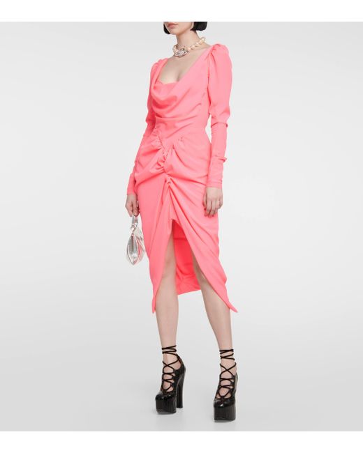 Robe midi Panther en crepe Vivienne Westwood en coloris Pink